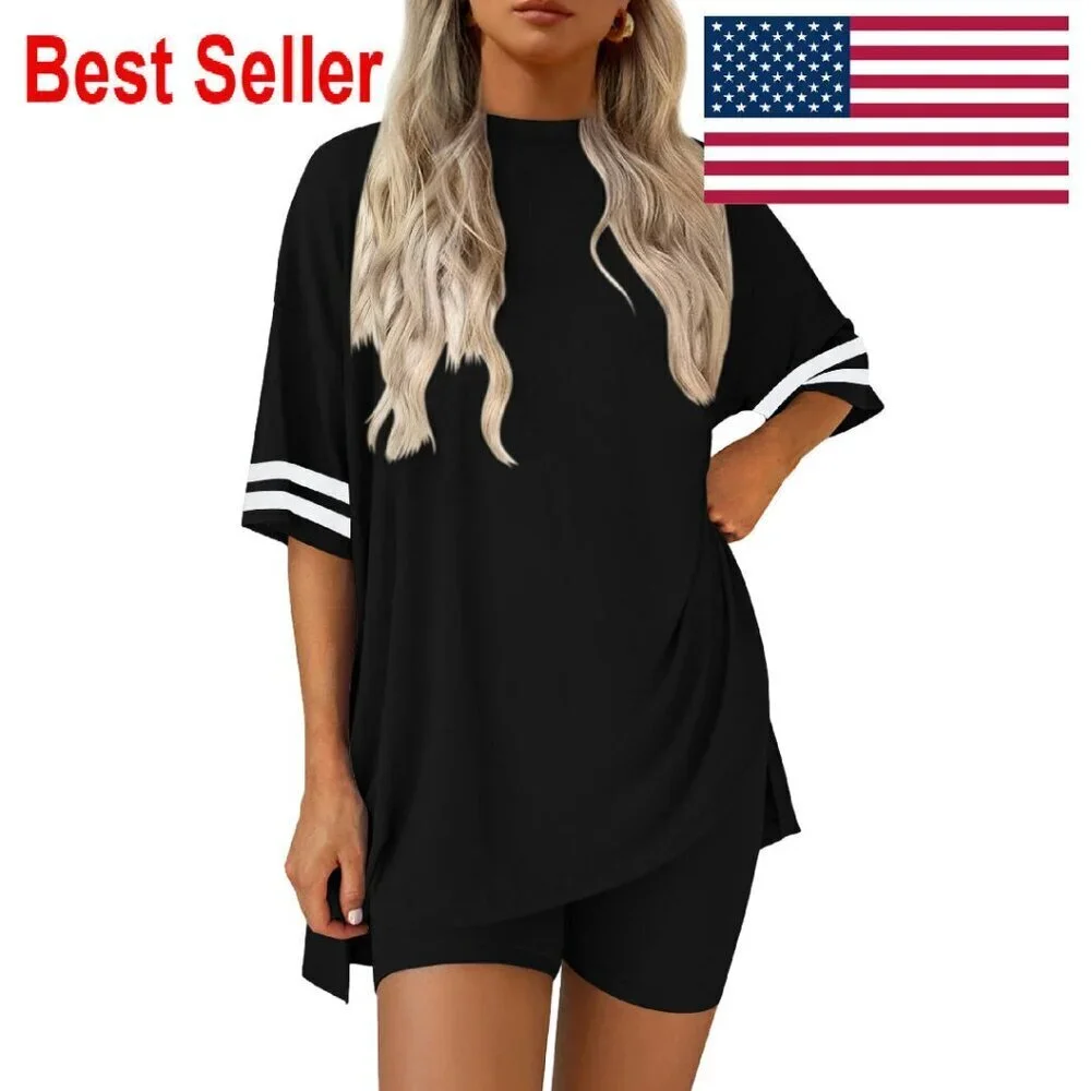Oversized Lounge Set Biker Shorts Comfy Pajamas Y2K Chic Minimal Casual Wear